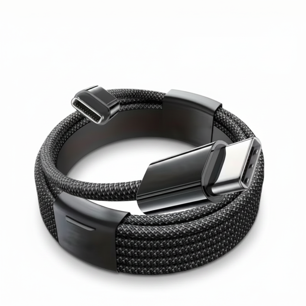 Black nylon braided USB-C cable